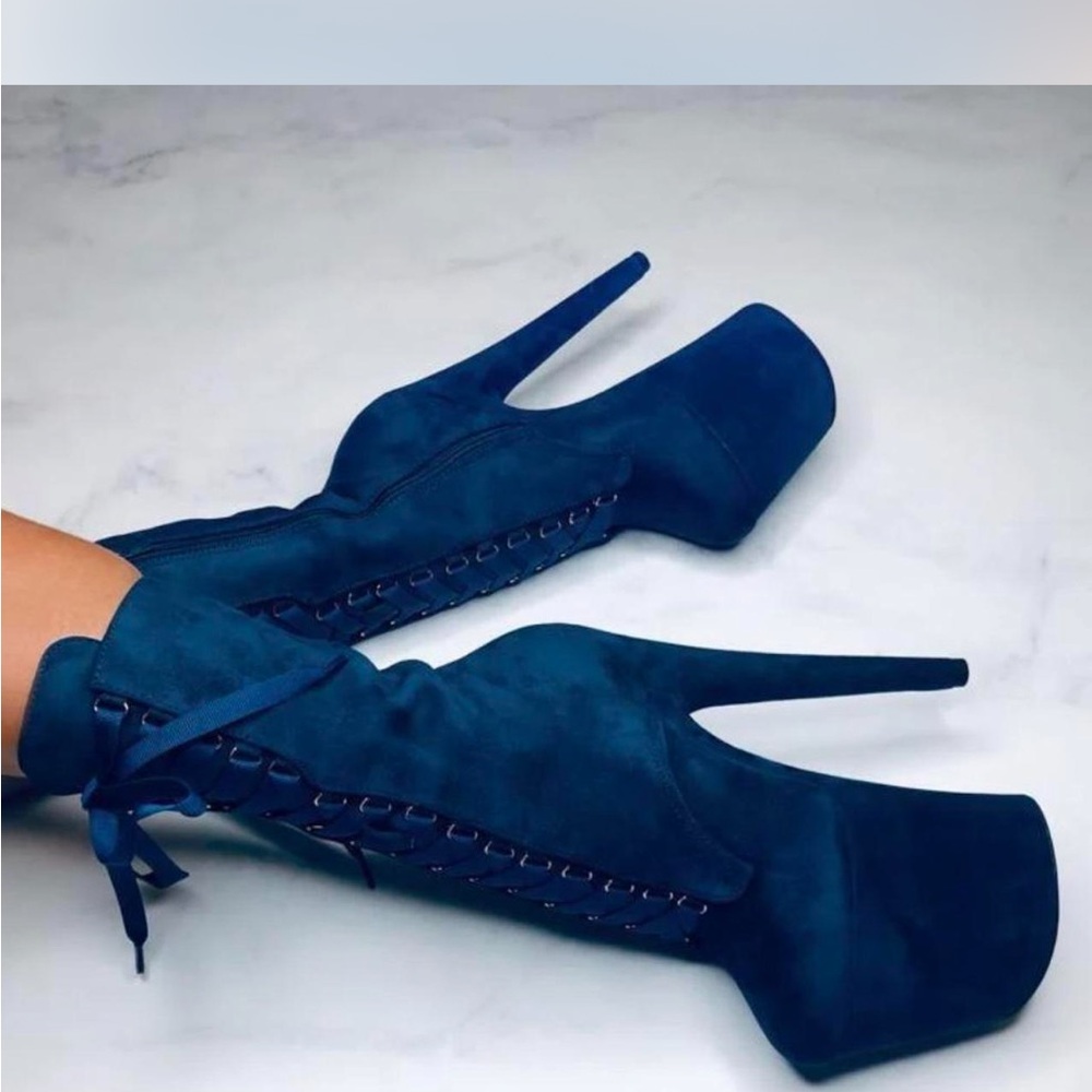 Hella Heels High Babydoll Teal - 8 Inch